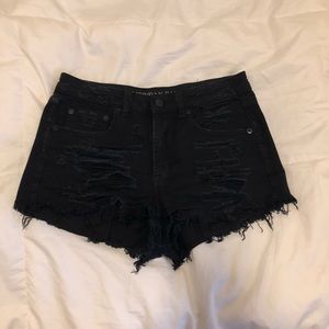American eagle black denim shorts